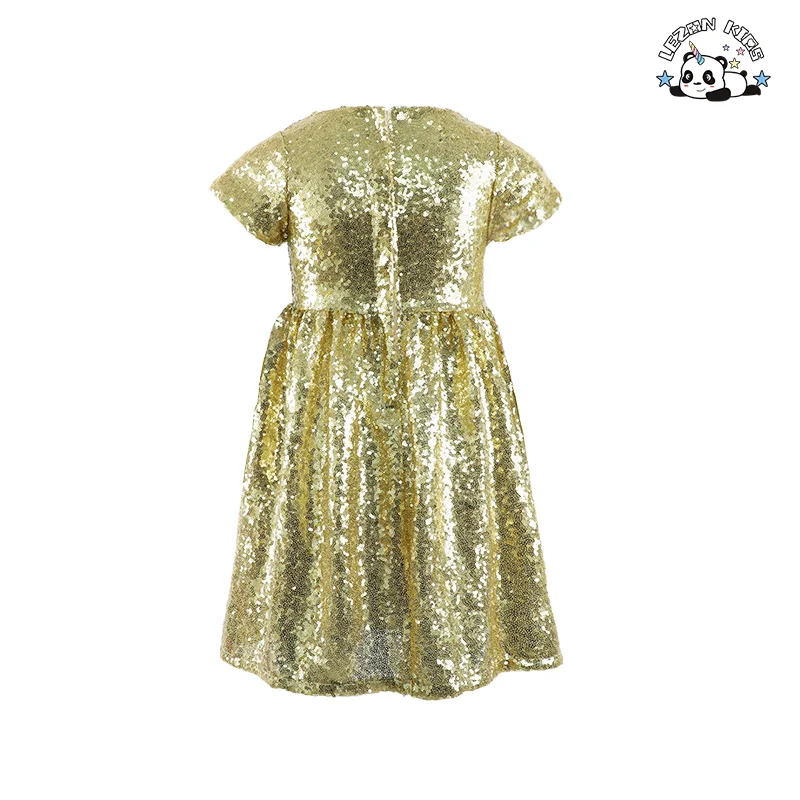 LEZONKIDS - Customizable New Summer 2-12T Girls Dress Bling Kids Children Fashion Clothes Sequins Dress